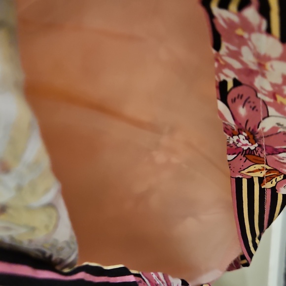 Belongsci Pink Floral V neck Elbow Long Sleeve Dress. NWT. - Picture 4 of 5